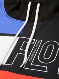 The Indian Garage Co Men Black Colourblocked Hooded Sweatshirt