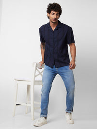 SPYKAR Floral Embroidered Cuban Collar Cotton Casual Shirt
