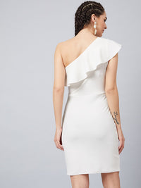 Athena Women White Solid Knitted Bodycon Dress