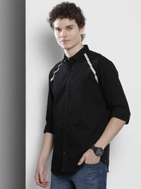 The Indian Garage Co Men Black Casual Shirt with Reflective Strips