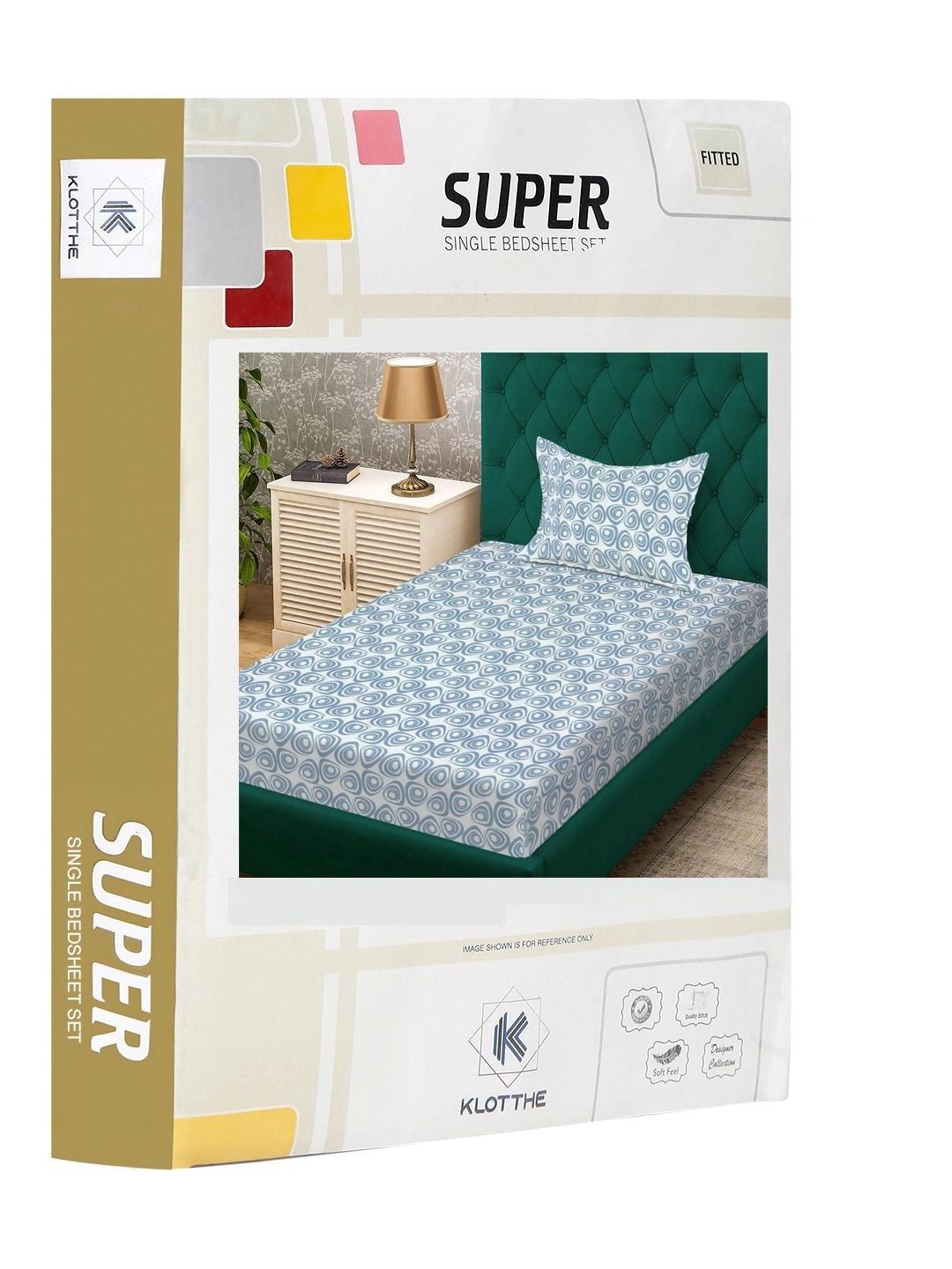 Moda Rapido X KLOTTHE Cadar Bujang Geometri Biru & Putih 300 TC dengan 1 Sarung Bantal