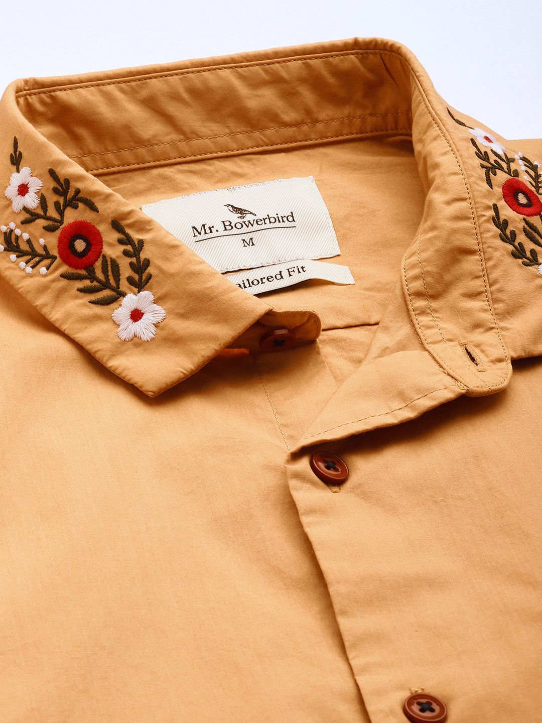 Mr Bowerbird Pure Cotton Tailored Fit Floral Embroidered Casual Shirt