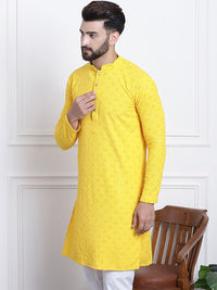 SOJANYA Ethnic Embroidered Sequined Pure Cotton Straight Kurta