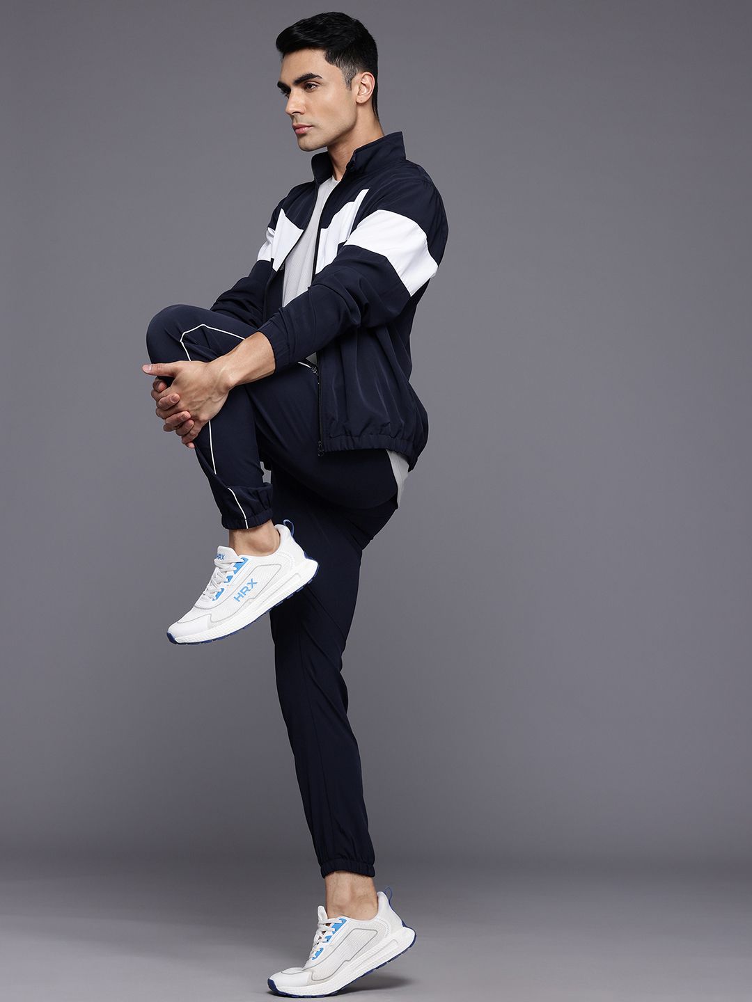 HRX by Hrithik Roshan Striped Rapid-Dry Running Tracksuit