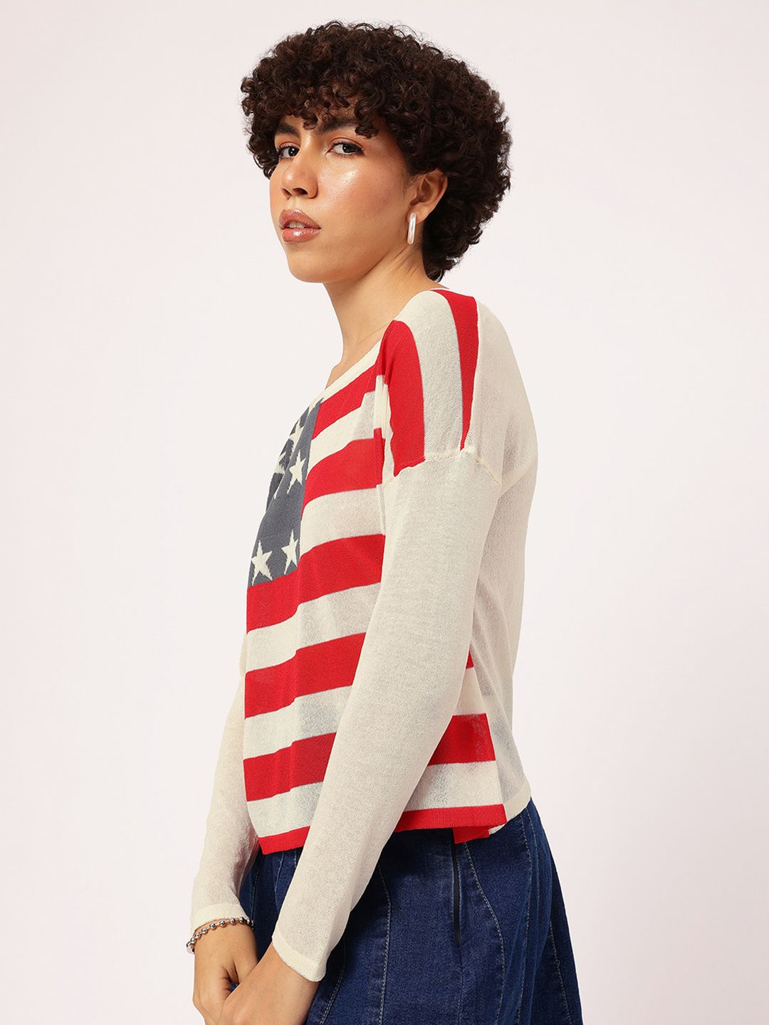DressBerry Flag Frenzy Off-Shoulder Top