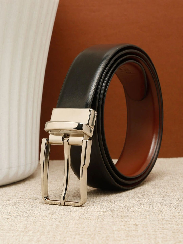 Teakwood Leathers Men Textured Leather Reversible Formal Belt
