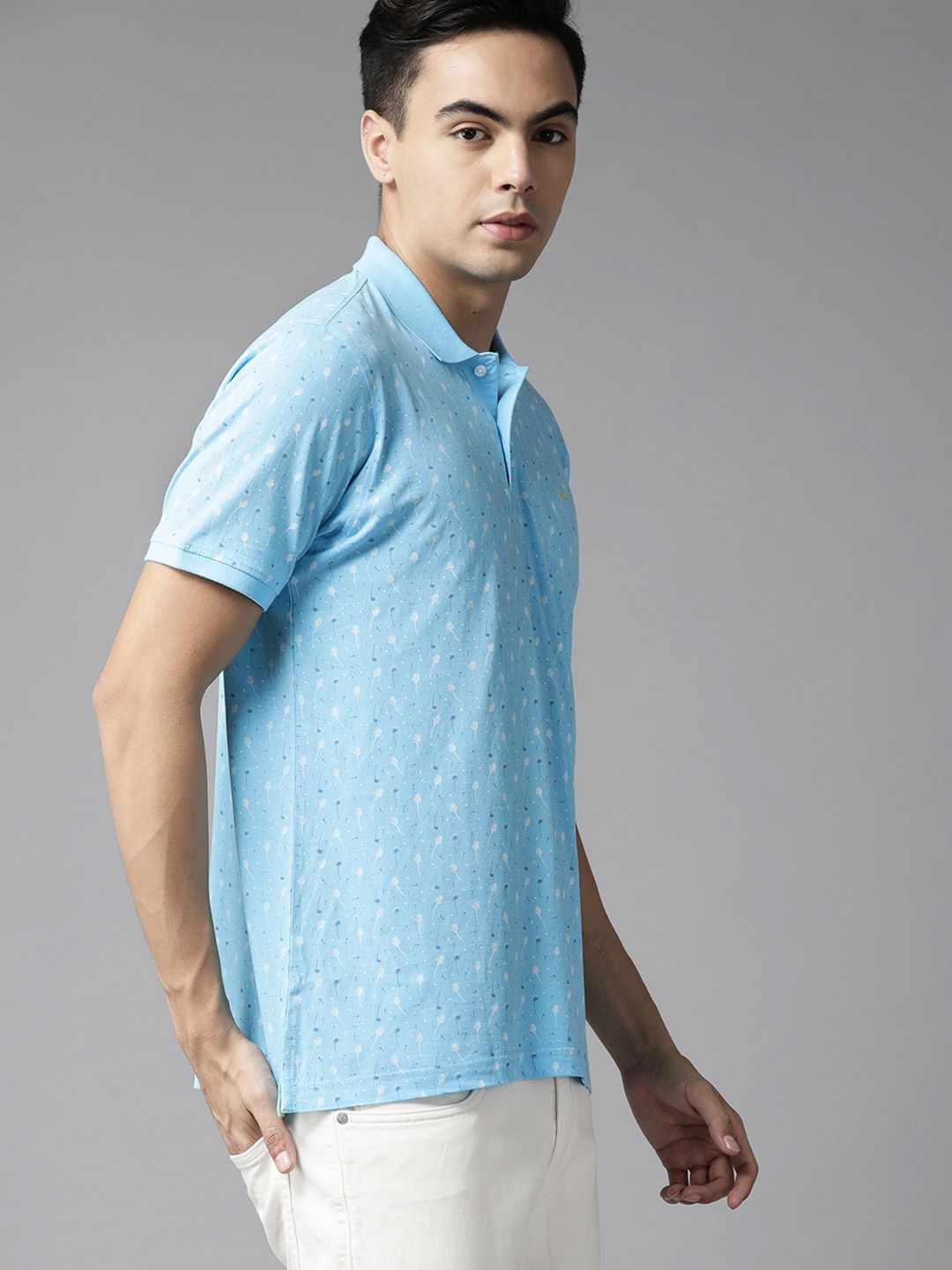 Park Avenue Men Printed Polo Collar Slim Fit T-shirt