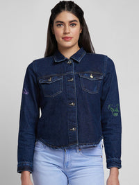 Wanita spykar membasuh jaket denim tanaman