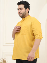 SOJANYA PLUS Men Pure Cotton Mustard Yellow Kurta