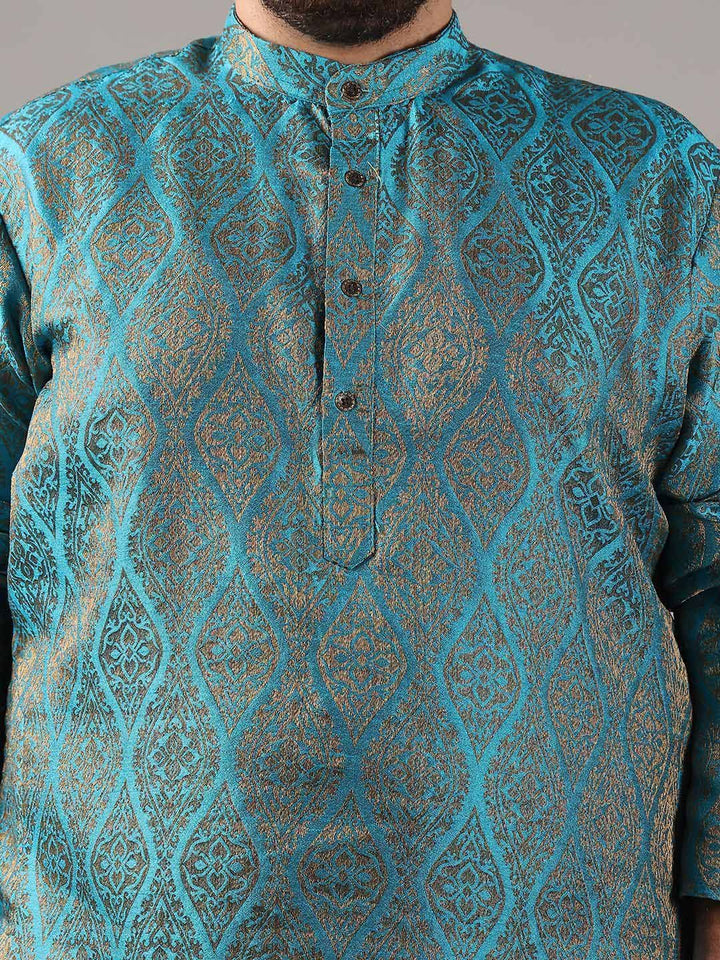 SOJANYA PLUS Plus Size Men Ethnic Motifs Woven Design Straight Kurta With Pyjamas