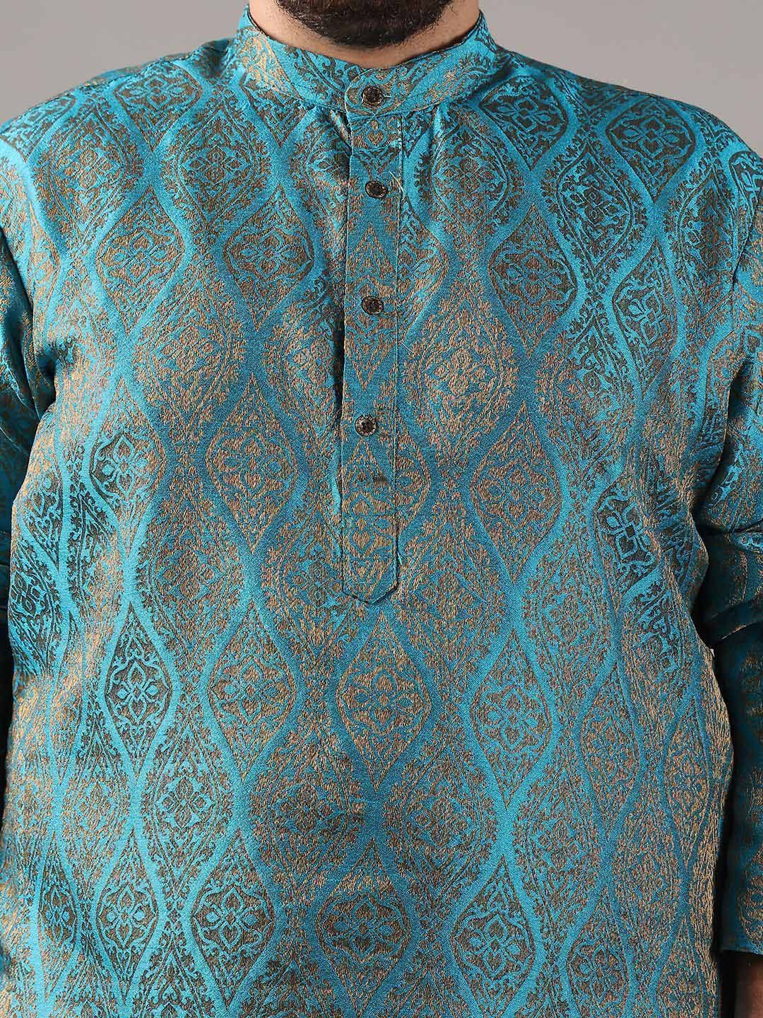 SOJANYA PLUS Plus Size Men Ethnic Motifs Woven Design Straight Kurta With Pyjamas
