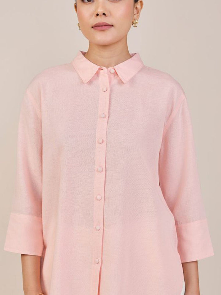 AND Women Solid Shirt Collar Top