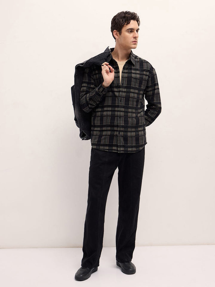 THE BEAR HOUSE Men Relaxed Fit Spread Collar Vertical Striped Casual Shirt