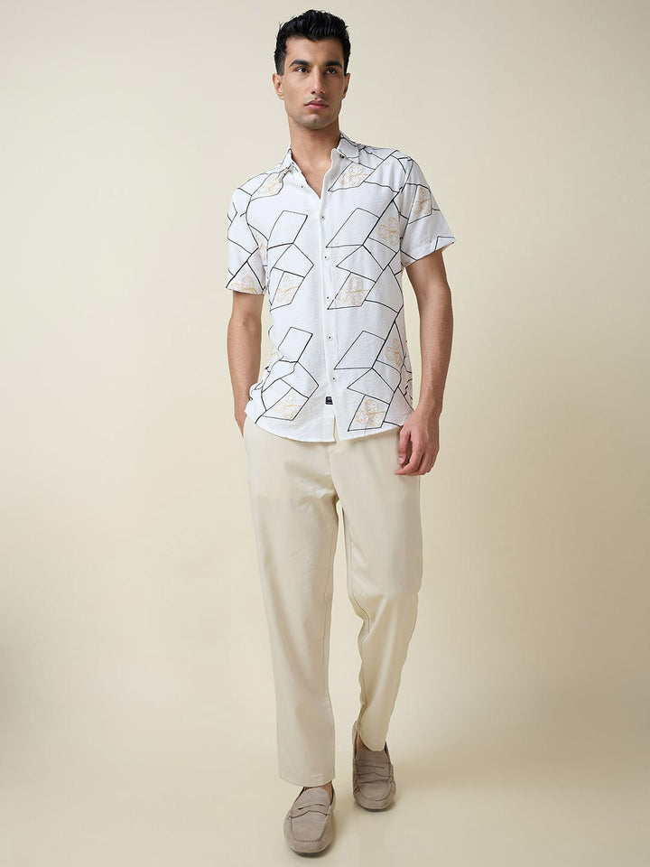 Thomas Scott Men Embroidered Regular Fit Casual Shirt