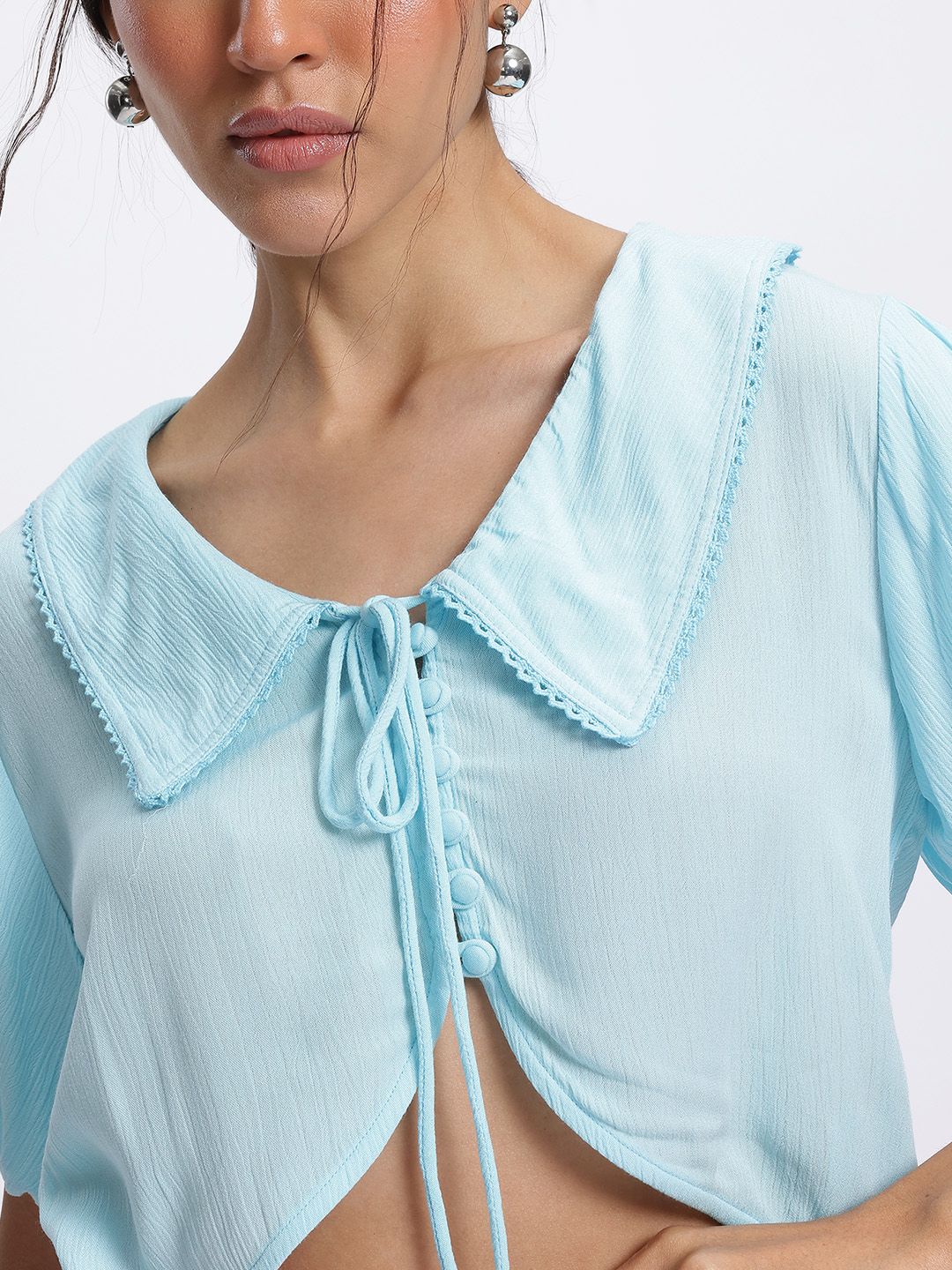 DressBerry Basual Solid Short Sleeves Shirt-Style Top