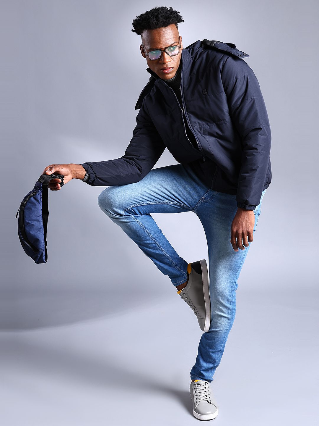 The Indian Garage Co Men Zip-Front Bomber Jacket with Detachable Hood