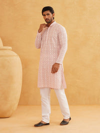 SOJANYA Motif Etnik Sulam Kolar Mandarin Kurta Pure Cotton with Churidar