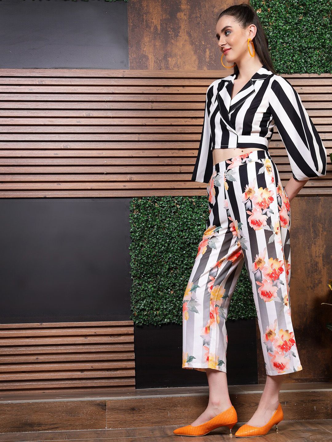 Athena Black Striped Top With Trousers