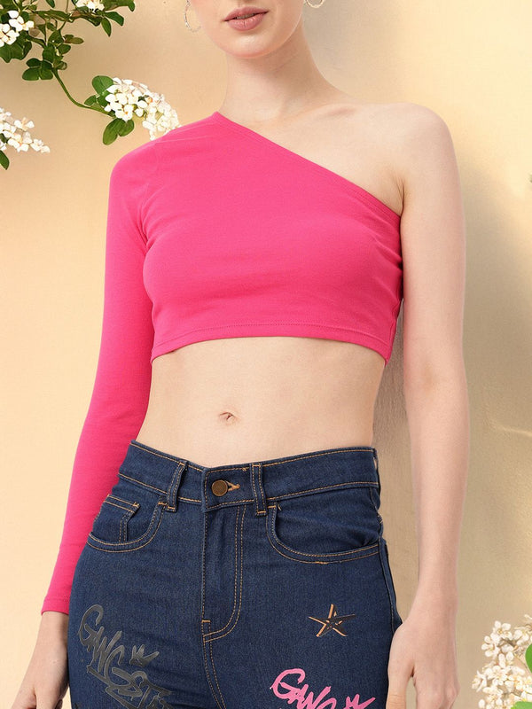 DressBerry Midriff Magic One-Shoulder Crop Top