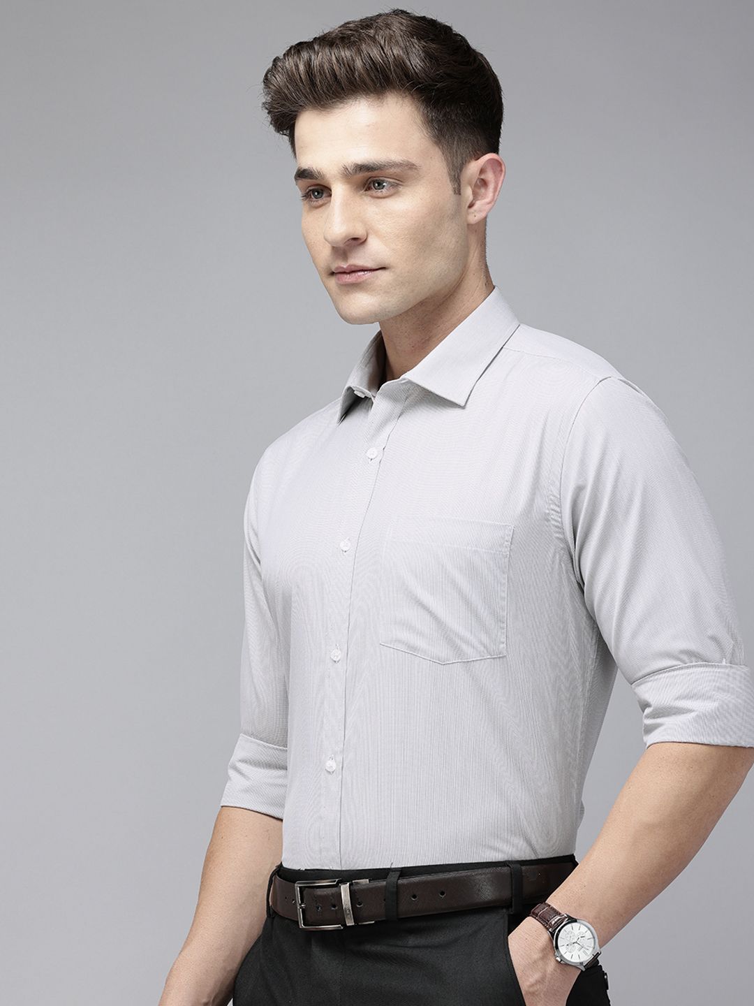 Park Avenue Slim Fit Micro Checks Opaque Formal Shirt