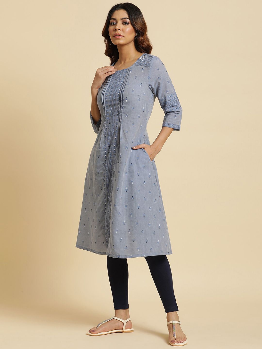 W Ethnic Motifs Printed Pure Cotton Kurta