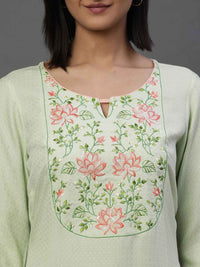 AURELIA Floral Embroidered Keyhole Neck Straight Kurti