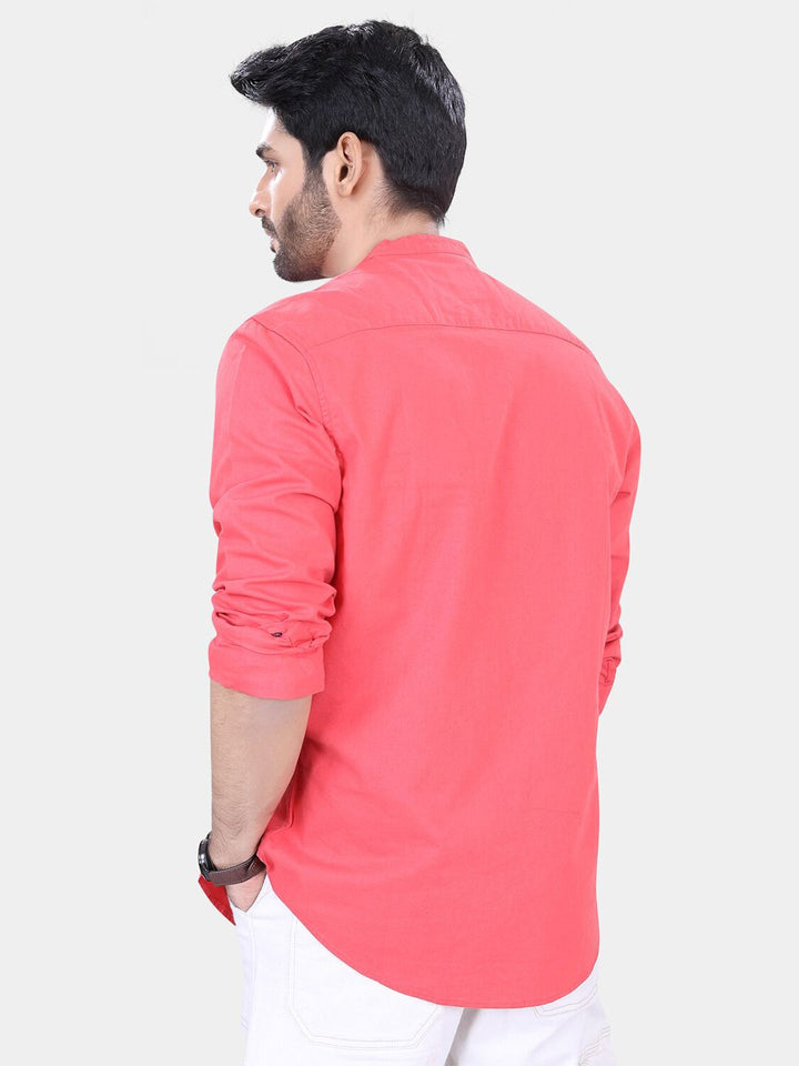 VASTRADO Classic Band Collar Long Sleeves Slim Fit Casual Shirt