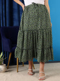 CURVY STREET Floral Printed Maxi A-Line Skirt