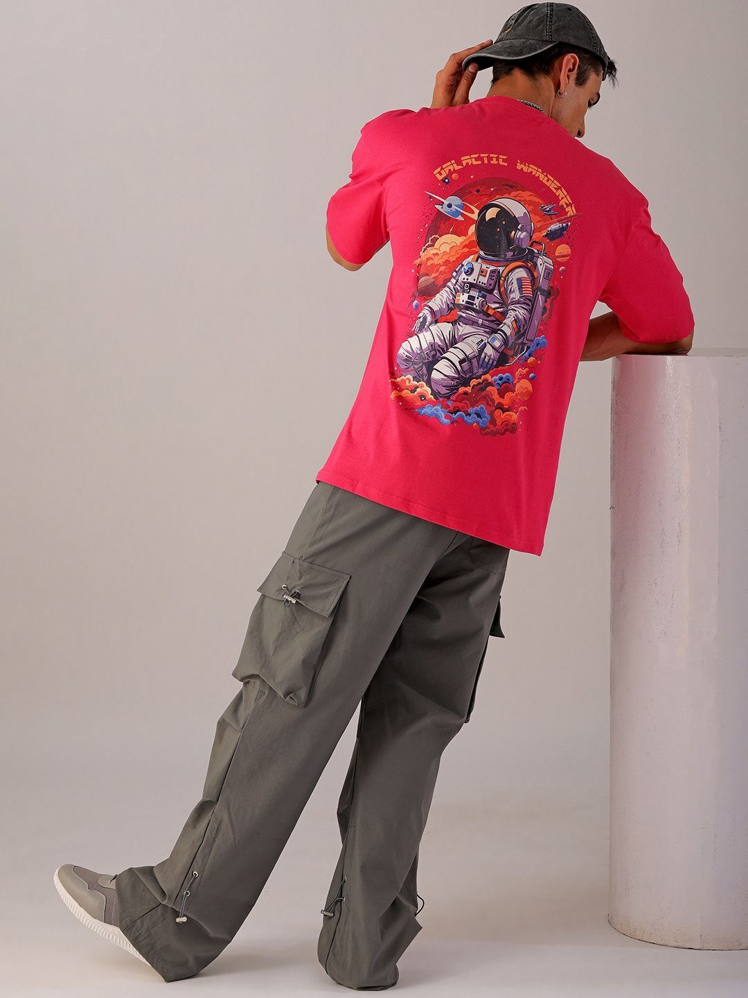The Indian Garage Co Men Back Printed Oversized Round Neck T-shirt