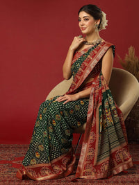 KALINI Bandhani Print Zari Pure Georgette Bandhani Saree