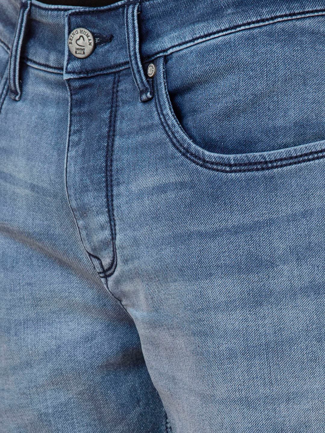 Being Human Men Slim Fit Mid Rise Clean Look Light Fade Jeans