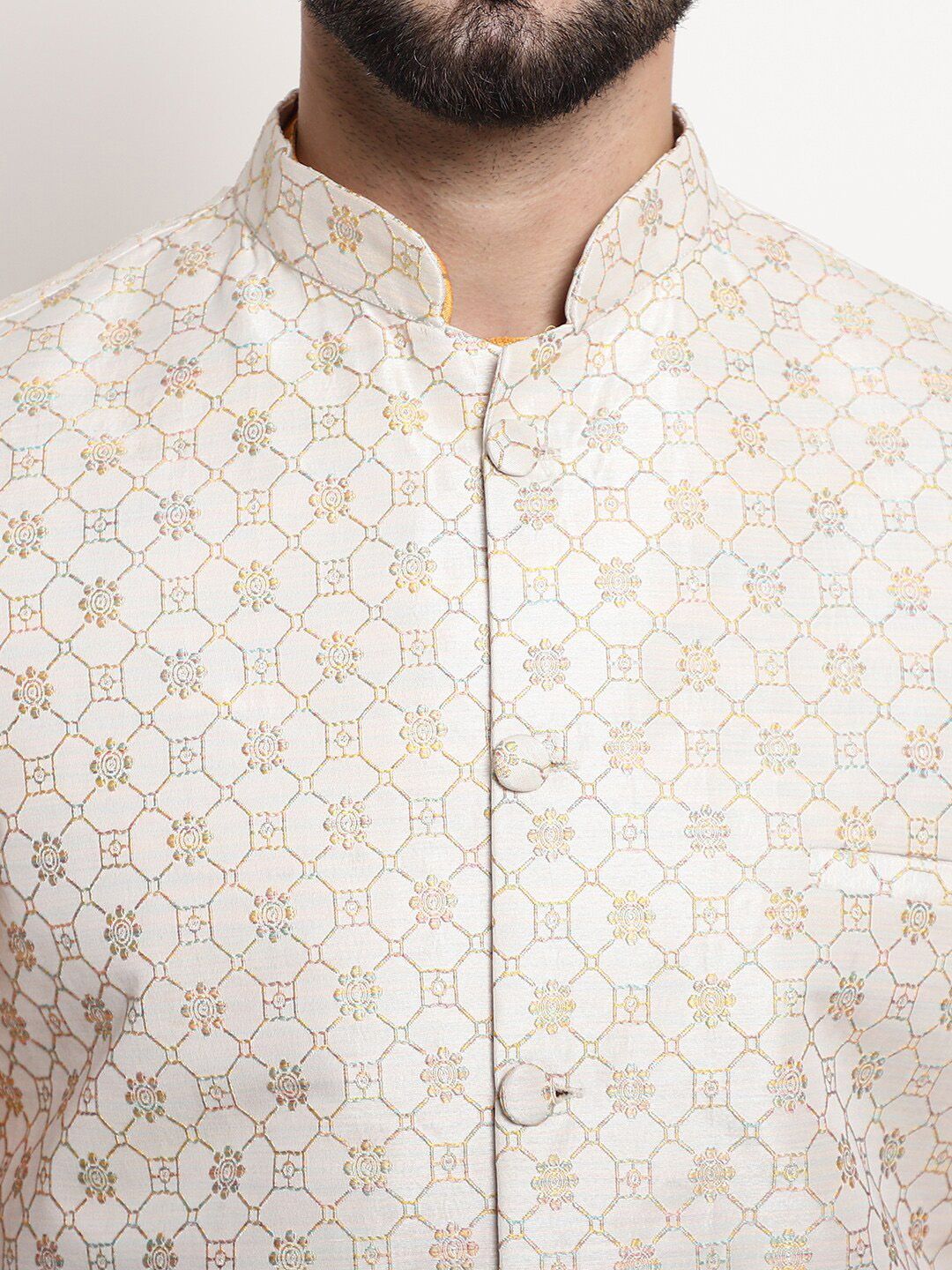SOJANYA Floral Printed Regular Kurta & Churidar With Nehru Jacket