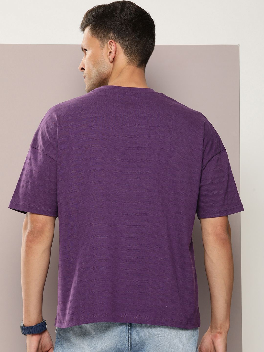 DILLINGER Men Self Design Oversized T-shirt