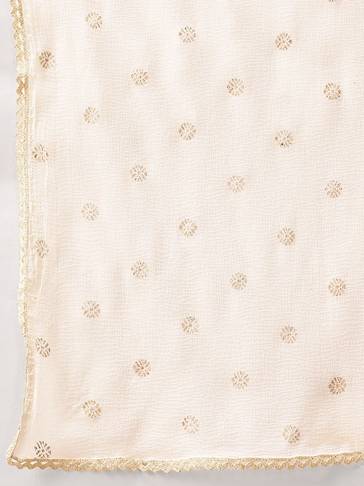 House of Pataudi Indie-Floral Foil Printed Jashn Kurta with Sharara & Dupatta