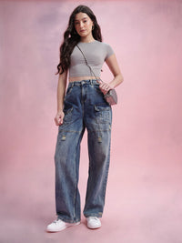 DressBerry Women Straight Fit Pure Cotton Ripped Jeans