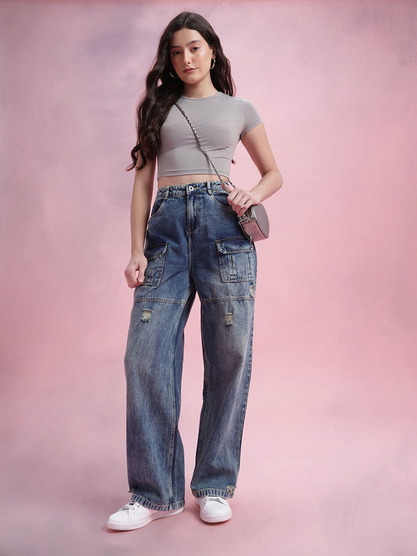 DressBerry Women Straight Fit Pure Cotton Ripped Jeans
