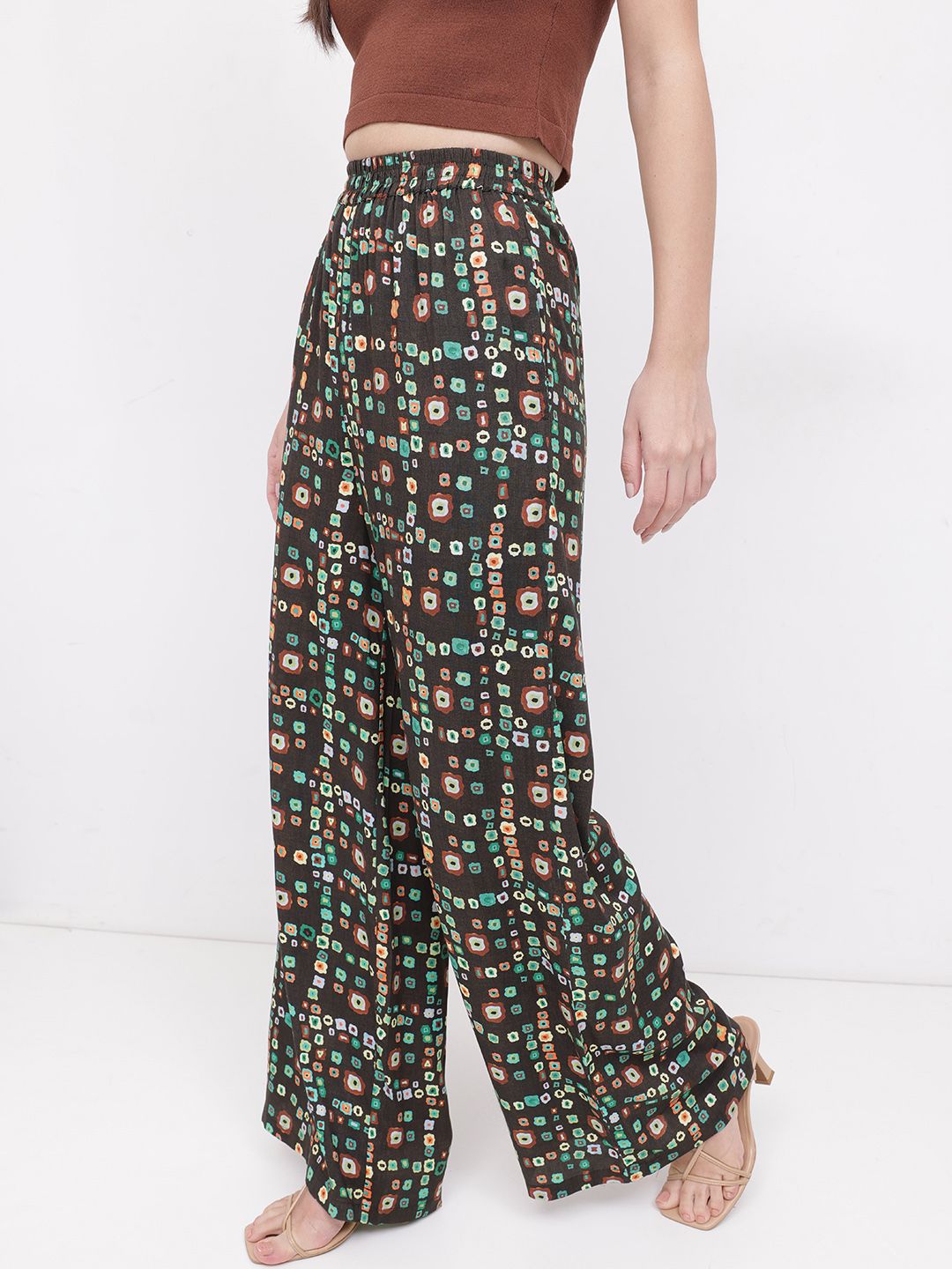 DressBerry Fusion Flair Bandhani Inspired Wide Leg Trouser