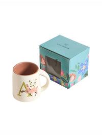 Chumbak Off White & Pink Printed Ceramic Glossy Mug 300
