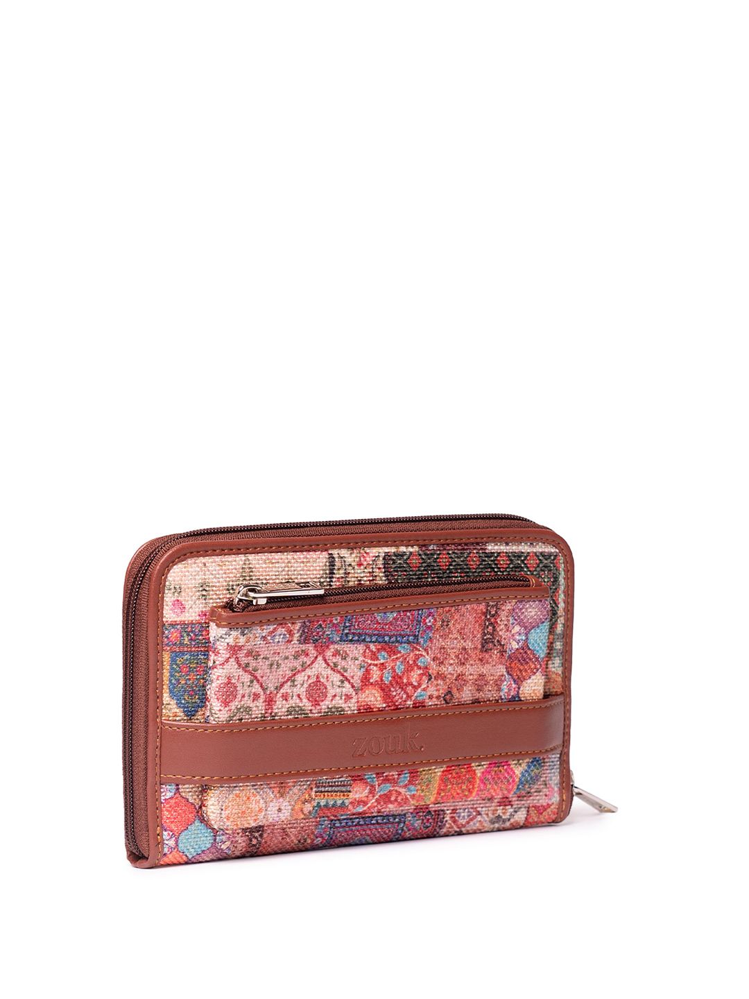 ZOUK Women Kutch Gamthi Classic Abstract Printed Fabric Zip Around Wallet