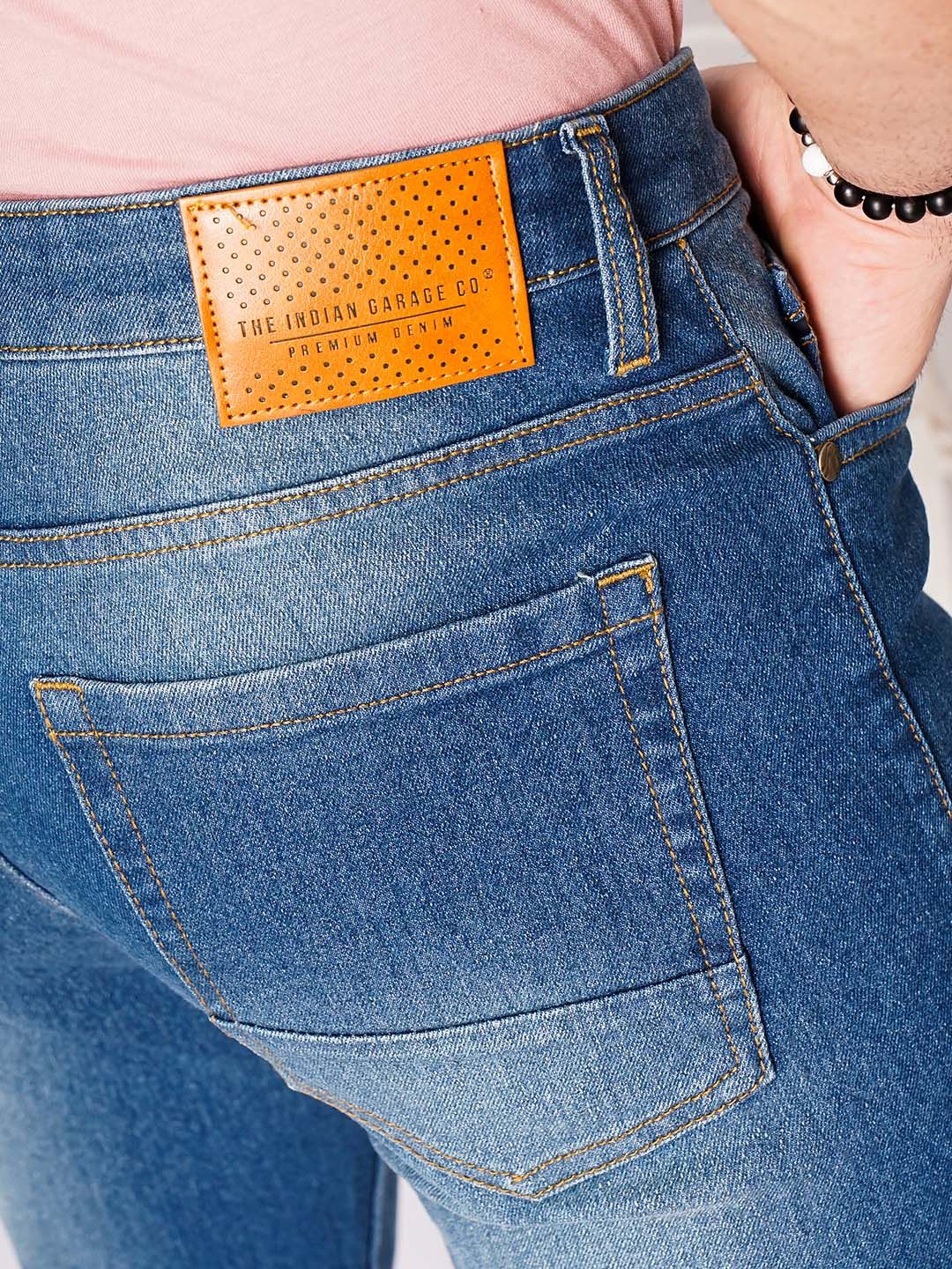 The Indian Garage Co Men Blue Slim Fit Low-Rise Clean Look Stretchable Jeans