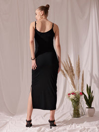 STREET 9 Shoulder Strap V Neck Sheath Midi Dress