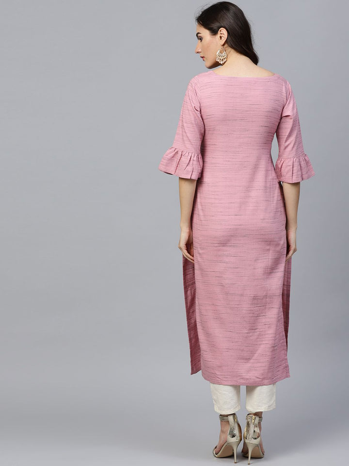 Gerua By Libas Women Pink  Black Self Design Straight Kurta