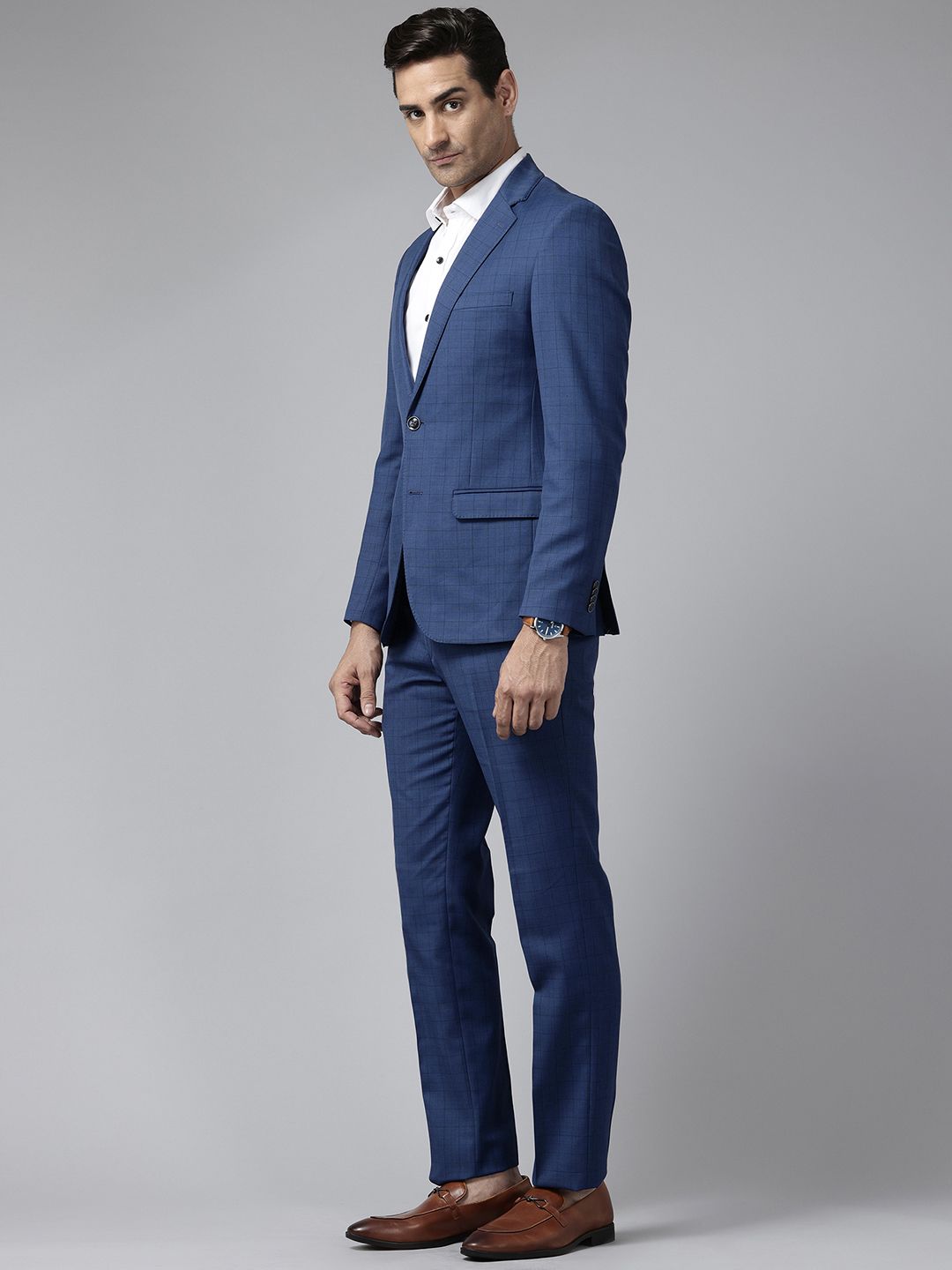 Park Avenue Checked Single-Breasted Super Slim Fit 2-Piece Formal Suit