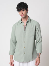 VASTRADO Men Classic Spread Collar Textured Solid Slim Fit Casual Shirt