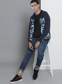 The Indian Garage Co Men Navy Blue Printed Hooded Sweatshirt
