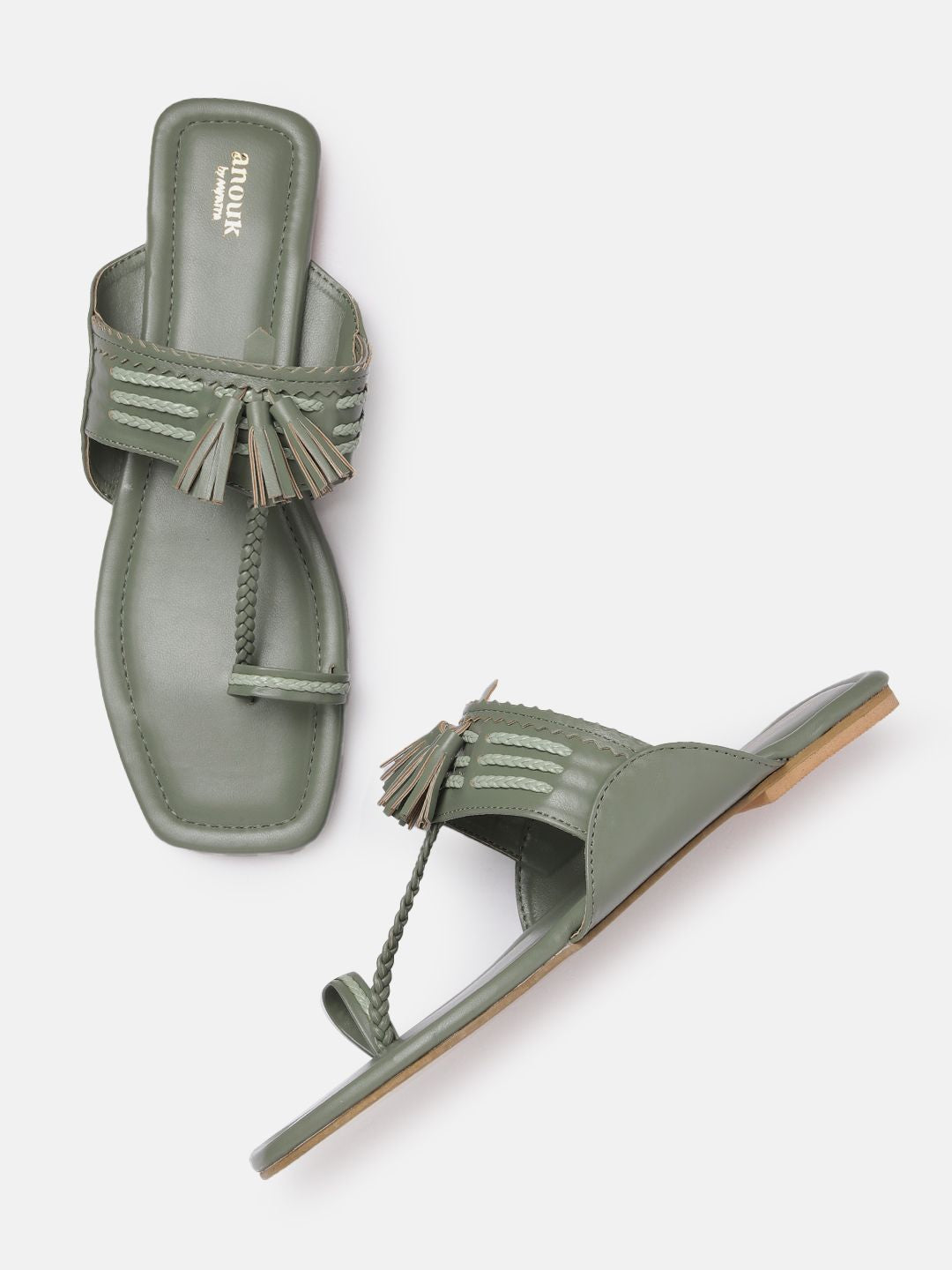 Anouk Women Woven Ethnic One Toe Flats with Tassels