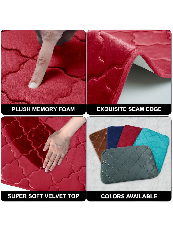 Story@home Red Textured Microfiber Anti Skid 210 GSM Bath Mat