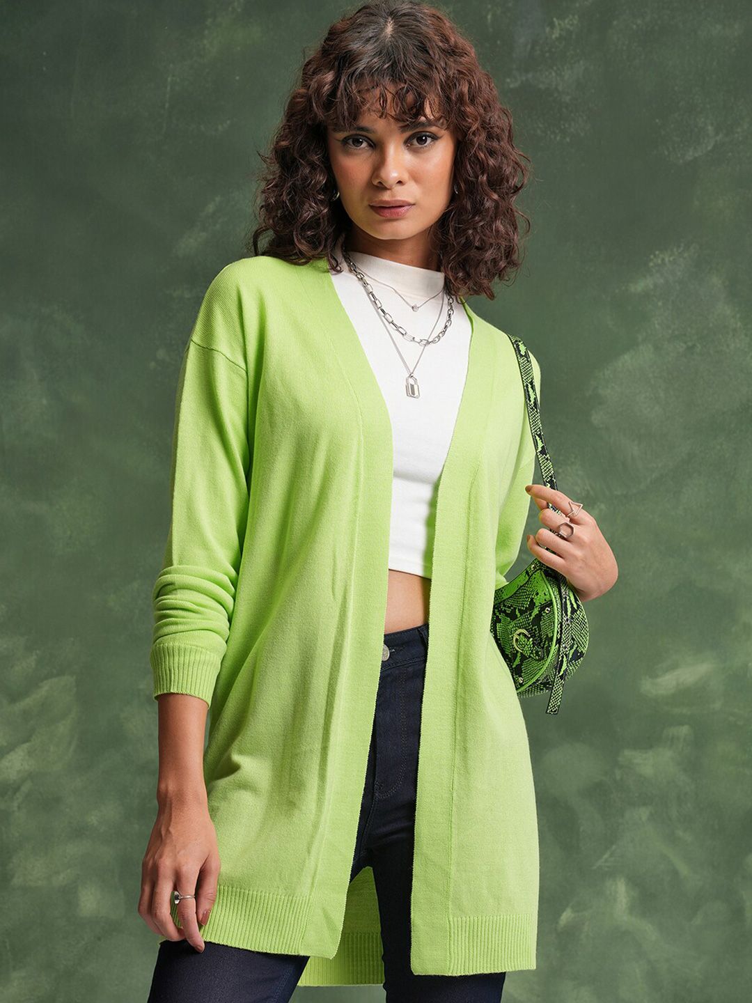 Tokyo Talkies Acrylic Longline Cardigan