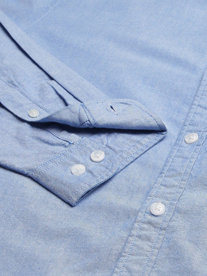 Thomas Scott Men Blue Slim Fit Pure Cotton Casual  Shirt