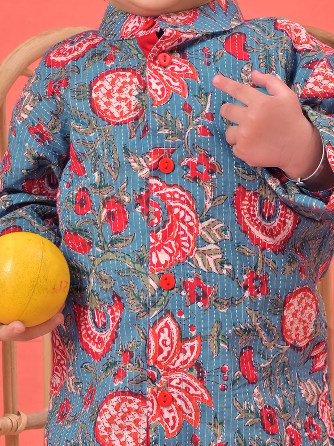 VASTRAMAY Boys Floral Printed Regular Kurta With Pyjamas